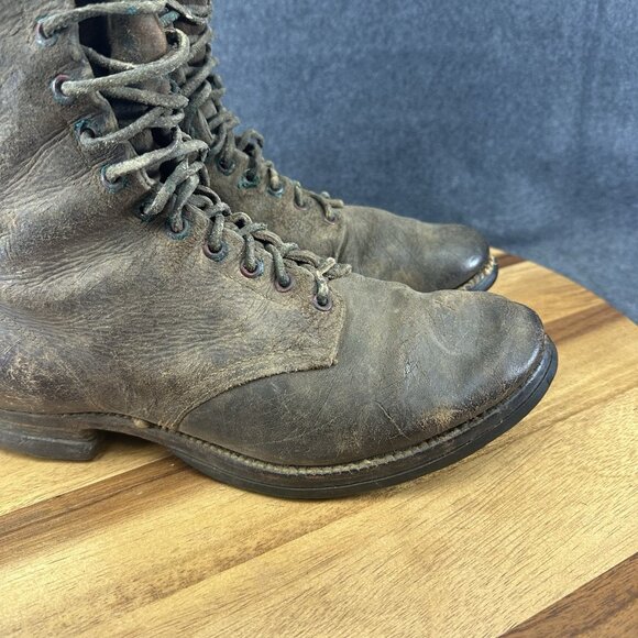 Military WWII Era Knee Height Lace Up Boots With Hobnail Soles & Heels Sz 7.5 - Picture 4 of 12